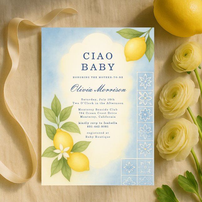 Elegante Convite de Chás de Bebê Italiano Ciao Bab (Criador carregado)