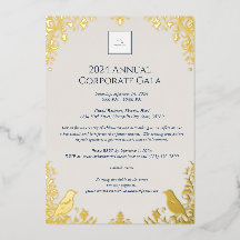 Elegante Convite de Evento Corporativo com Pássaro
