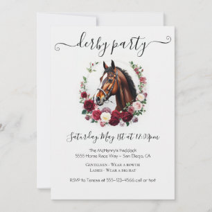 Elegante Convite de Festa do Kentucky Derby com Fl