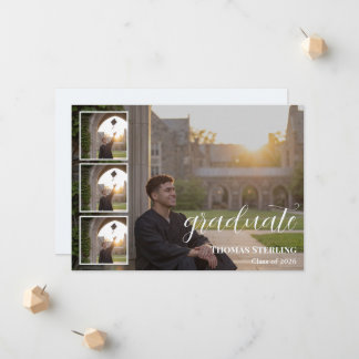 Elegante Convite de Formatura com Colagem de 4 Fot