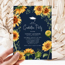 Elegante Convite de Formatura Floral de Girassol A