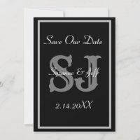 Elegante Convite de Monograma de Casamento Save Th