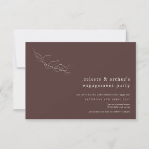 Elegante Convite de Noivado de Chocolate Marrom Bo