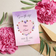 Elegante Convite de Noivado Floral Rosa Moderno Sa
