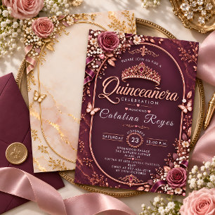 Elegante Convite de Quinceañera Verde Sage