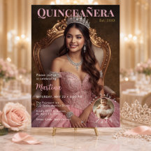 Elegante Convite de Quinze Anos Rosa Bege com Foto