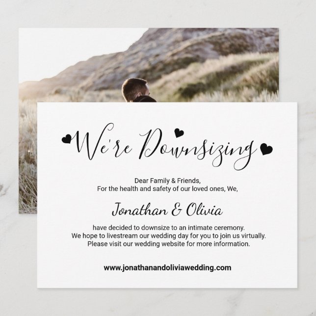 Elegante Convite de Redução de Casamento Menor (Frente/Verso)