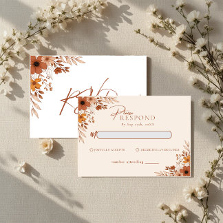 Elegante convite de resposta boho floral desenhado