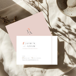 Elegante Convite de Resposta de Casamento com Mono