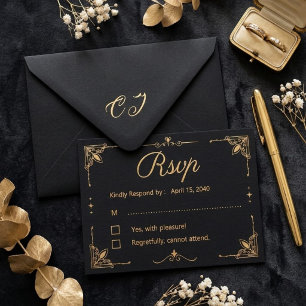 Elegante Convite de Resposta de Casamento Floral P