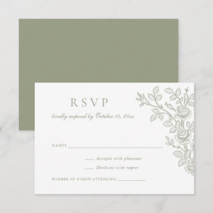 Elegante Convite de Resposta Floral Vintage Verde 