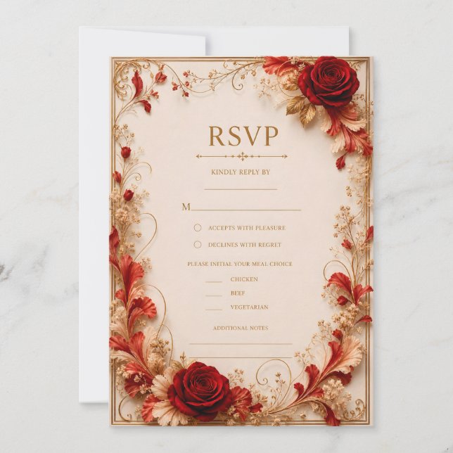 Elegante Convite de RSVP de Casamento Floral Rosa  (Frente)