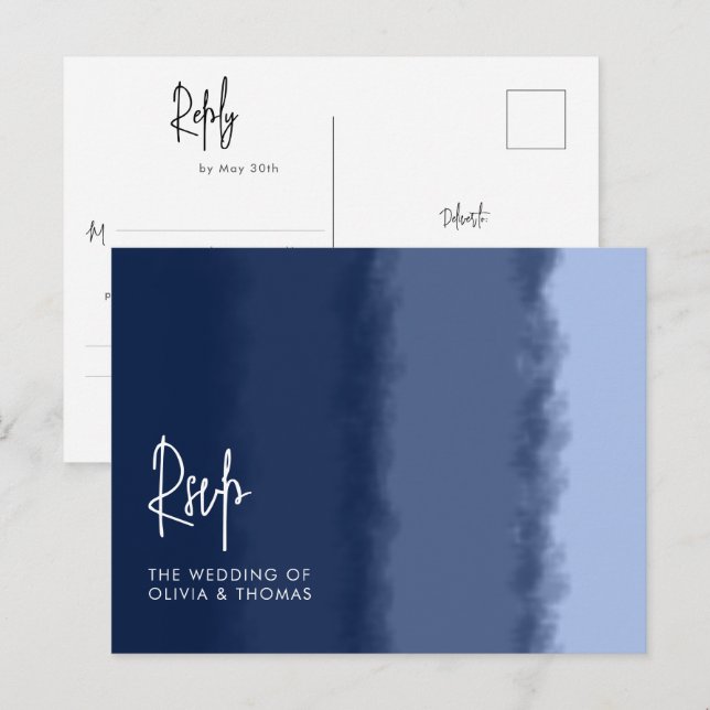 Elegante Convite de RSVP de Jantar de Casamento Mo (Frente/Verso)