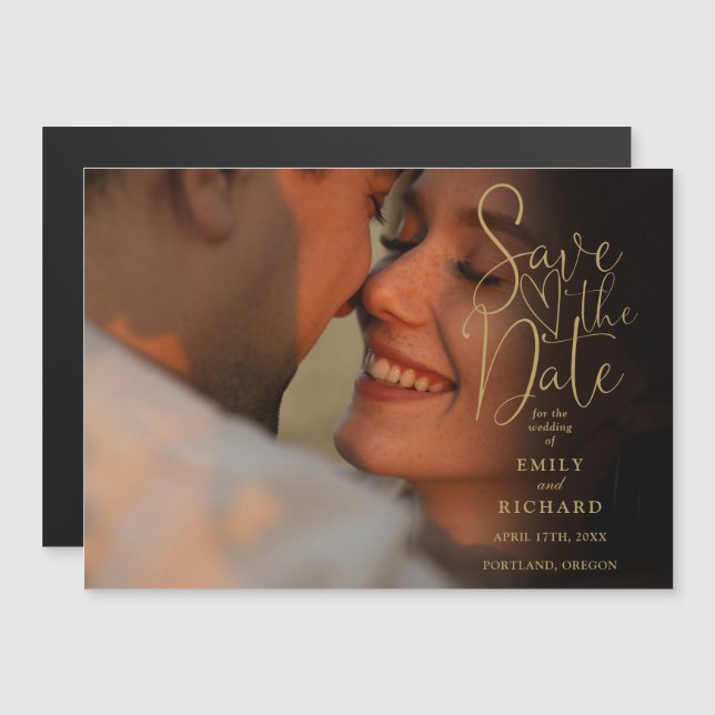 Elegante Convite de Save The Date de Casamento com (Frente/Verso)