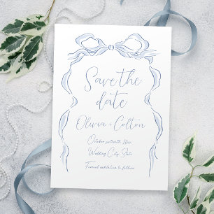 Elegante Convite de Save The Date em Azul Poeirent