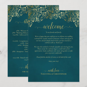 Elegante Convite e Itinerário de Casamento em Azul