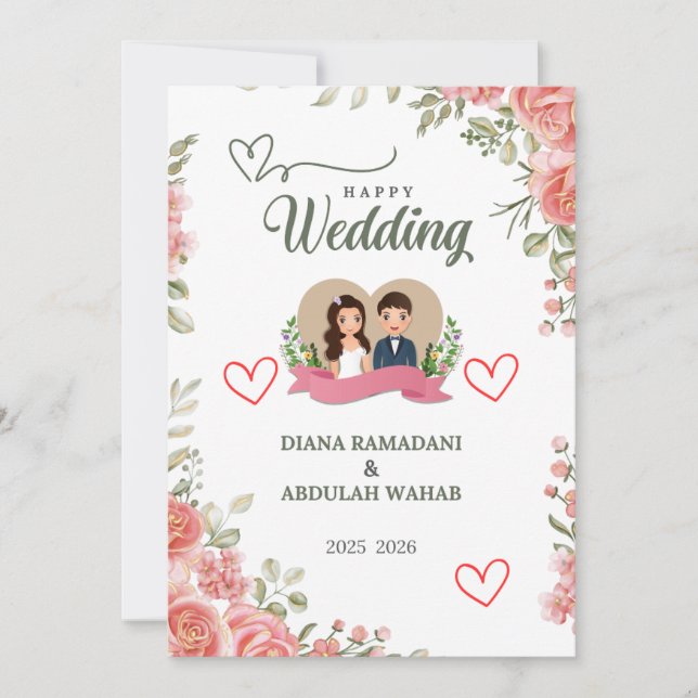 Elegante Convite Feliz de Casamento – Celebre Seu (Frente)