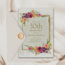 Elegante Convite Floral Vintage para 30º Aniversár
