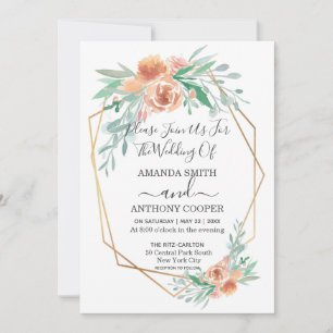 Elegante Convite para aquarela floral feito à mão