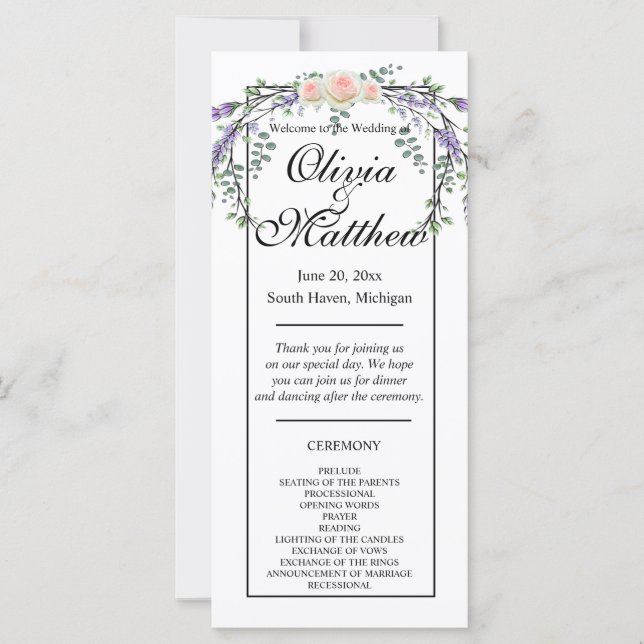 Elegante cor-de-água rosas rosa lavanda verde (Frente)