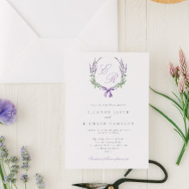 Elegante Coroa Floral Lilás & Convite de Casamento