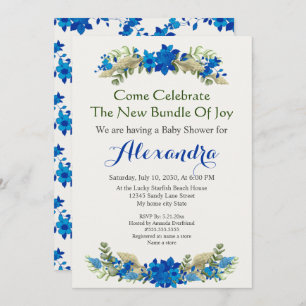 Elegante Cream Shells Blue Boy Floral Chá de frald