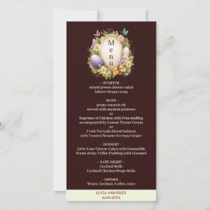 Elegante Crimson Dark Páscoa Forest Weding Menu