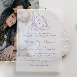 Elegante Crista Floral de Lavanda Monograma de Cas