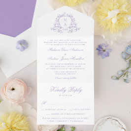 Elegante Crista Floral de Lavanda Monograma de Cas