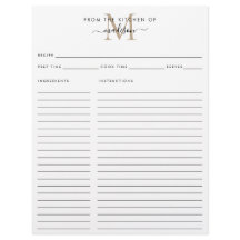 Elegante Da Cozinha Da Receita Dourada Do Monogram