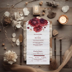 Elegante Dahlia Burgundy de Aquarela para Casament