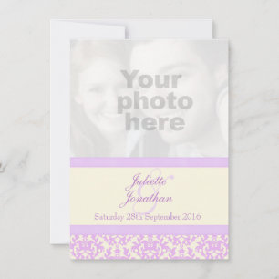Elegante damask lilac & creme convite para casamen