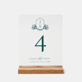 Elegante Dark Teal Botanical Monogramas Crest