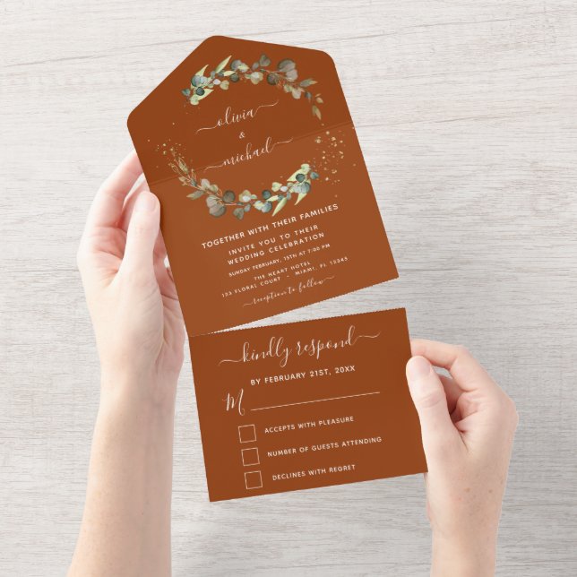 Elegante De Casamento De Eucalyptus Greenery Laran (Aba destacável)