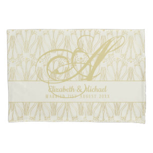 Elegante de Casamento do Monograma de Arte Dourada