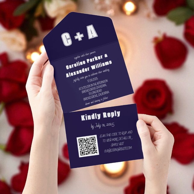 Elegante de código QR moderno azul marinho (Criador carregado)