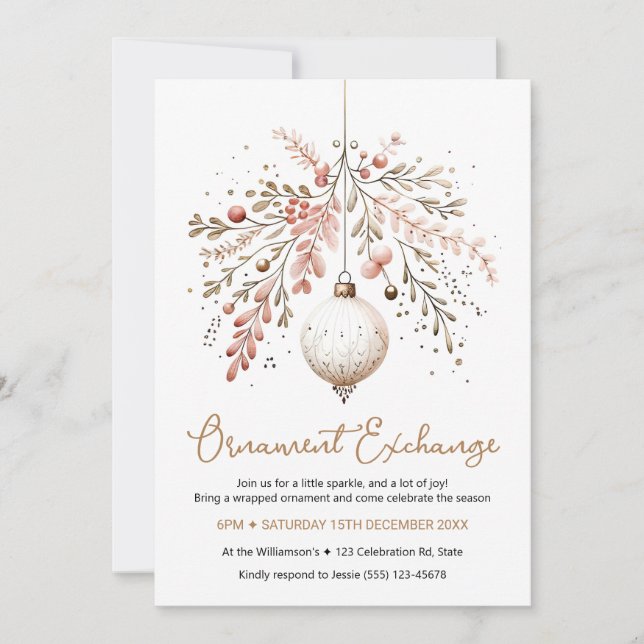 Elegante de Convite para Troca de Ornamento (Frente)
