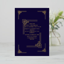 Elegante Deco Art Pessoalizado Azul Marinho e Dour