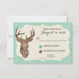 Elegante Deer Antlers Rustic Country Weding RSVP