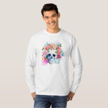 Elegante Dia de los Muertos Camisa Floral