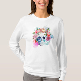 Elegante Dia de los Muertos Camisa Floral