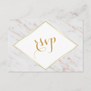 Elegante Diamond Rosa Dourado Marble RSVP
