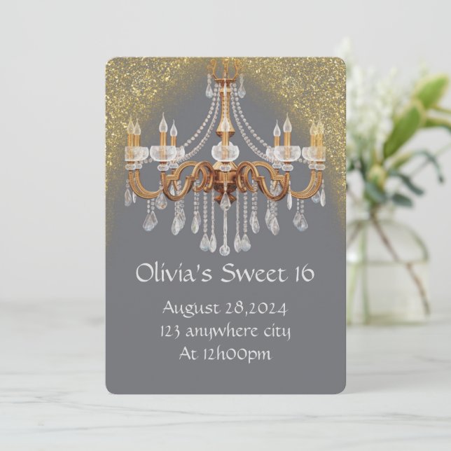 ELEGANTE DOCE 16 CONVITE DE ANIVERSÁRIO (Em pé/Frente)