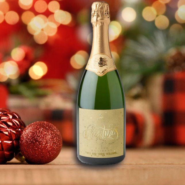 Elegante Dourada Reindeer Dourada Letters no Natal (Criador carregado)