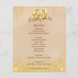 Elegante Dourado 60º Menu Festa de aniversário