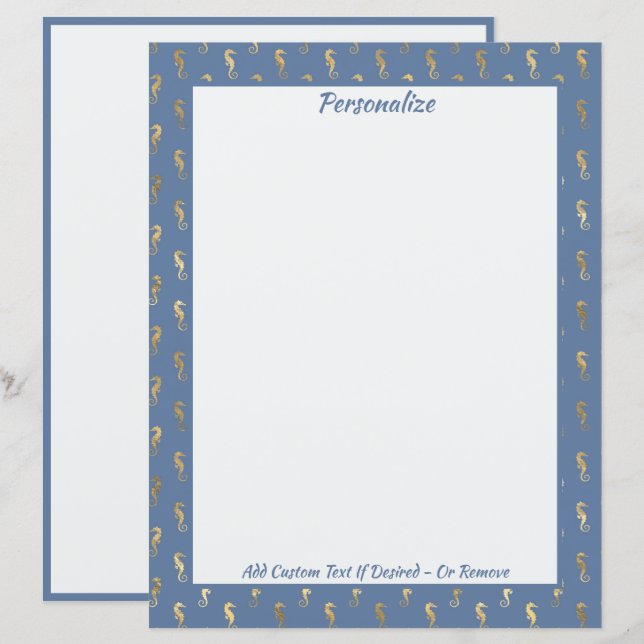 Elegante Dourado Cavalo do Mar Oceano Tema de Prai (Frente/Verso)