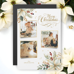 Elegante Dourado Feliz Natal Botânico 3 Foto