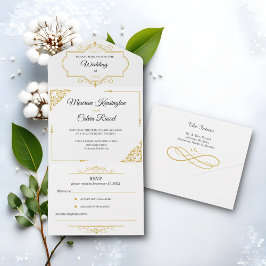 Elegante Dourado Filigree em White, Casamento