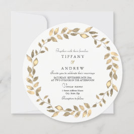 Elegante Dourado Licença Wreath Moderno Convite de