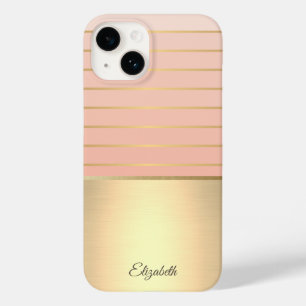 Elegante Dourado Listrado Chic